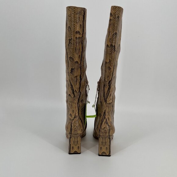 Sam Edelman Sylvia 2 Knee‑High Boot Size 8.5 Tan Python Embossed Leather - Picture 10 of 16